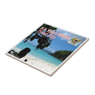 zVI016 MAAGDENEILANDEN, Trunk Bay, Amerika, Tegeltje