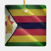 ZW002 ZIMBABWE, Waving Flag, Afrika Keramisch Ornament (Voorkant)