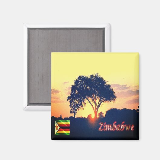 ZW018 ZIMBABWE, zonsondergang, Afrika, Fridge Magneet (Voorkant / Achterkant)