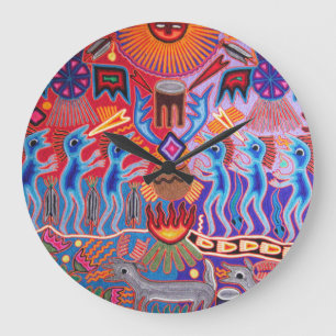 ZW Huichol Peyote Rituele Ceremonie Wandklok