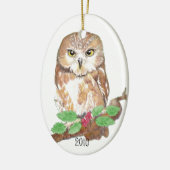 Zw Whet Owl kerstversiering Keramisch Ornament (Links)