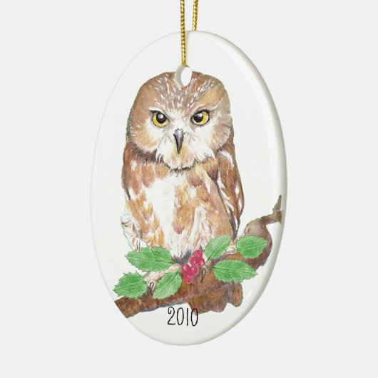 Zw Whet Owl kerstversiering Keramisch Ornament (Links)