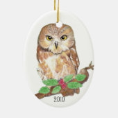 Zw Whet Owl kerstversiering Keramisch Ornament (Achterkant)
