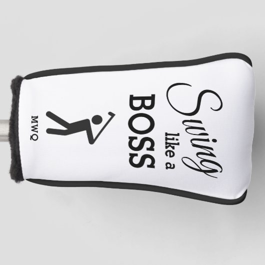 ZWAAI ALS EEN BAAS Golfer Monogram PUTTER Golfheadcover (Voorkant)