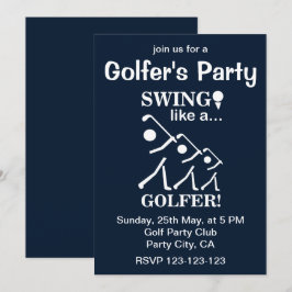 Zwaai als een golfer golf feestje kaart