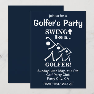 Zwaai als een golfer golf feestje kaart