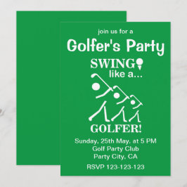 Zwaai als een golfer golf feestje kaart