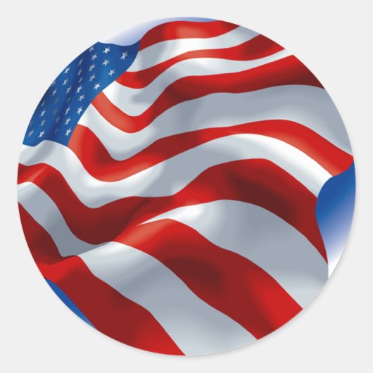 ZWAAIEN AMERIKAANSE VLAG RONDE STICKER (Voorkant)