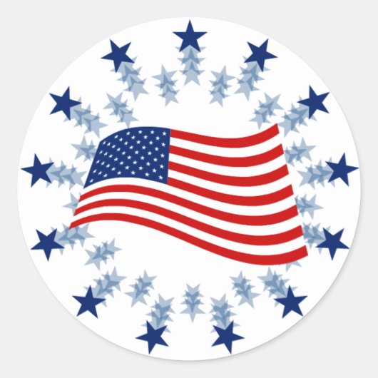 ZWAAIEN AMERIKAANSE VLAG RONDE STICKER (Voorkant)