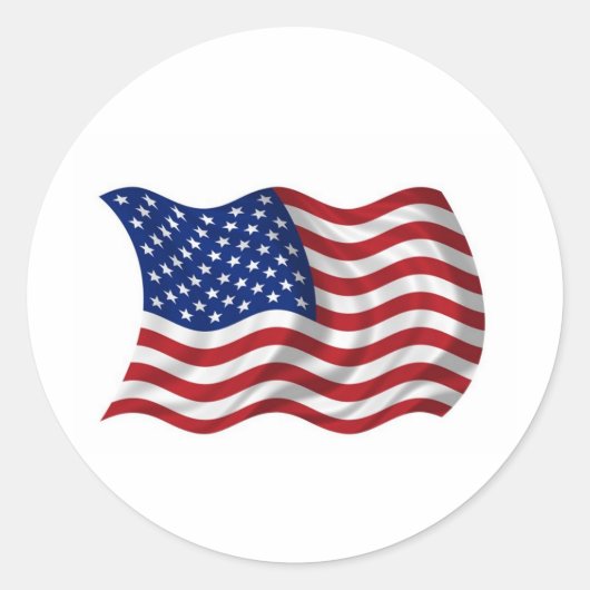 zwaaien Amerikaanse vlag Ronde Sticker (Voorkant)