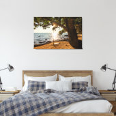Zwaaien op de strand bij zonsondergang canvas afdruk (Insitu (Slaapkamer))
