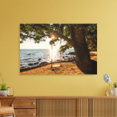 Zwaaien op de strand bij zonsondergang canvas afdruk (Insitu (Woonkamer))
