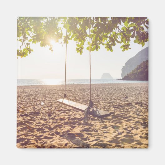 Zwaaien op de strand bij zonsondergang magneet (Voorkant)