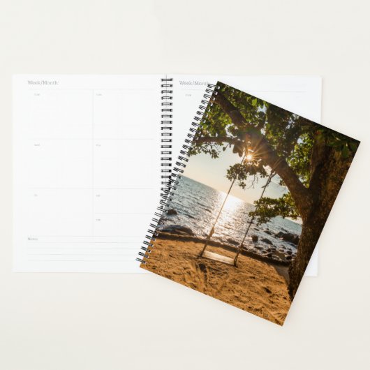 Zwaaien op de strand bij zonsondergang planner (Display)
