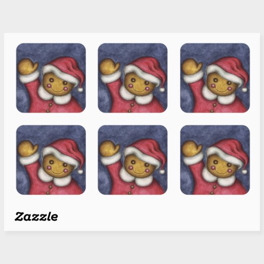 zwaaiend peperkoek vierkante sticker (Vel)