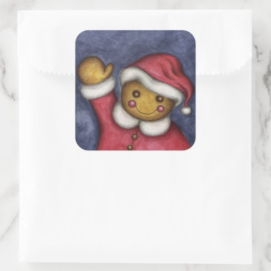 zwaaiend peperkoek vierkante sticker (Tas)