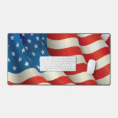 Zwaaiende Amerikaanse vlag Rood Wit en Blauw Bureaumat (Keyboard & Muis)