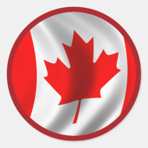 Zwaaiende Canadese vlag Ronde Sticker