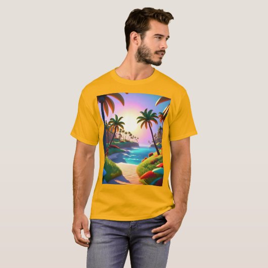 Zwaaiende palmbomen t-shirt (Voorkant volledig)