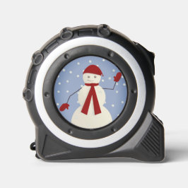 Zwaaiende sneeuwman in rood rolmaat