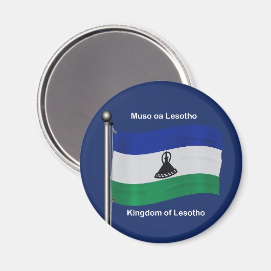 Zwaaiende Vlag van Lesotho Magneet (Voorkant / Achterkant)