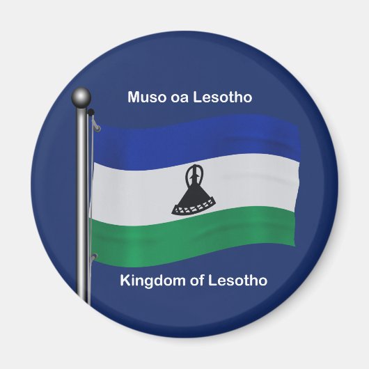 Zwaaiende Vlag van Lesotho Magneet (Voorkant)