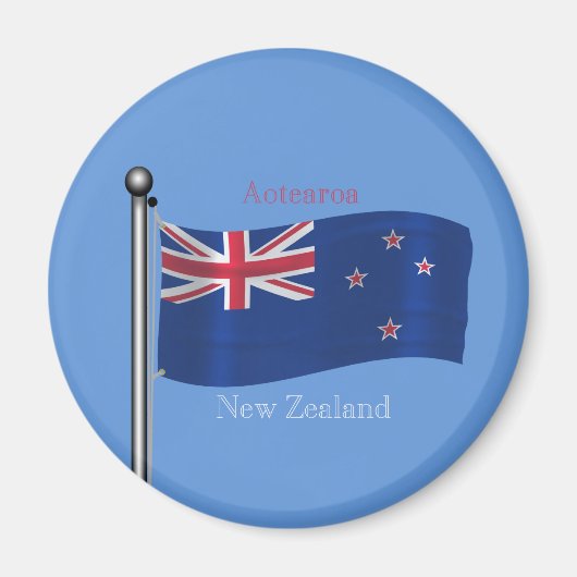 Zwaaiende Vlag van Nieuw-Zeeland Magneet (Voorkant)