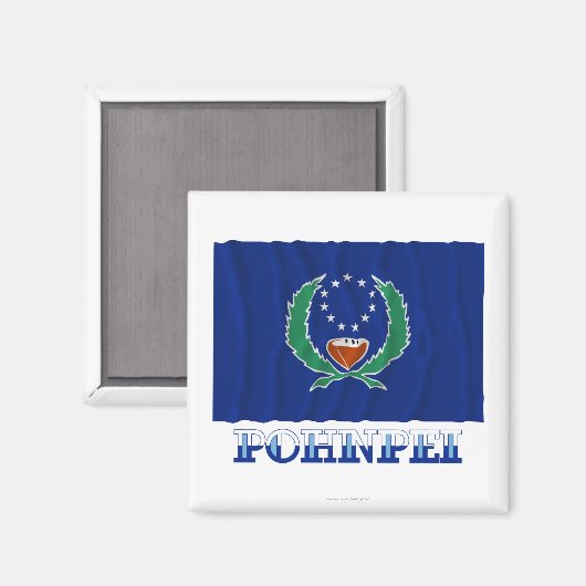 Zwaaiende vlag van Pohnpei, met naam Magneet (Voorkant / Achterkant)