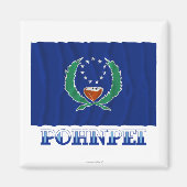 Zwaaiende vlag van Pohnpei, met naam Magneet (Voorkant)
