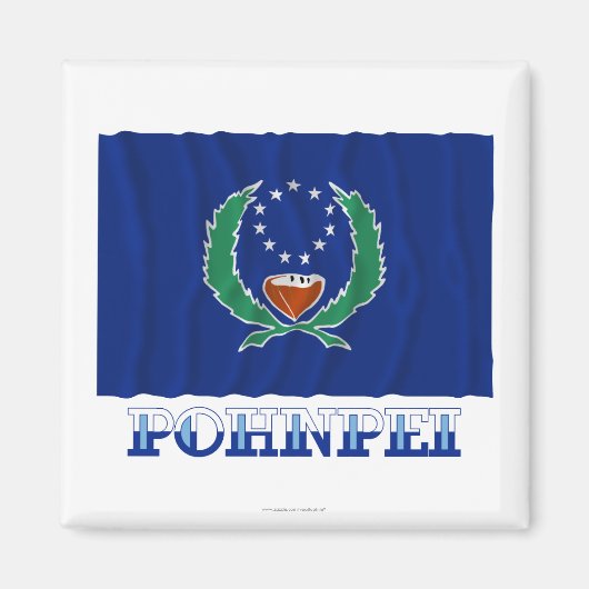 Zwaaiende vlag van Pohnpei, met naam Magneet (Voorkant)