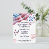 Zwaaiende vlag Vuurwerk Onafhankelijkheidsdag Vier Feestdagenkaart (Staand voorkant)