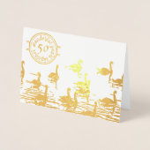 Zwaan 50ste gouden trouwkaart folie kaarten (Voorkant)
