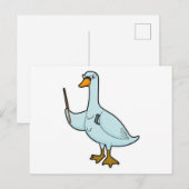 Zwaan als leraar met boek en aanwijsstok briefkaart (Voorkant / Achterkant)
