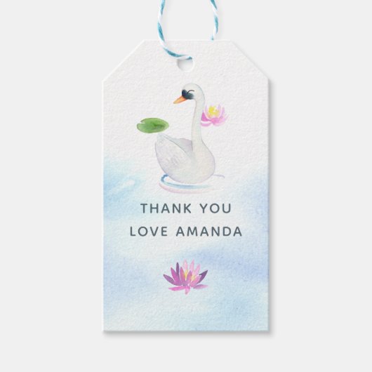 Zwaan aquarel cadeaulabel (Voorkant)