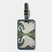 zwaan art nouveau twee zwanen bagagelabel (Voorkant verticaal)