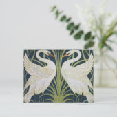 zwaan art nouveau twee zwanen briefkaart (Staand voorkant)