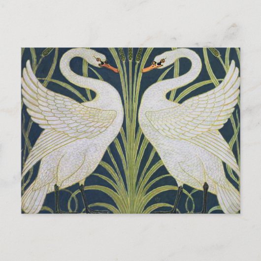 zwaan art nouveau twee zwanen briefkaart (Voorkant)