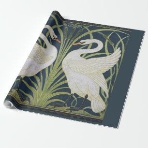 zwaan art nouveau twee zwanen cadeaupapier