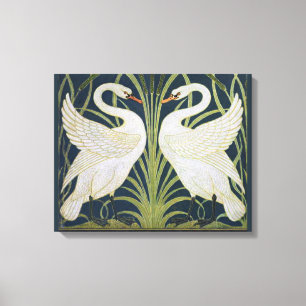zwaan art nouveau twee zwanen canvas afdruk