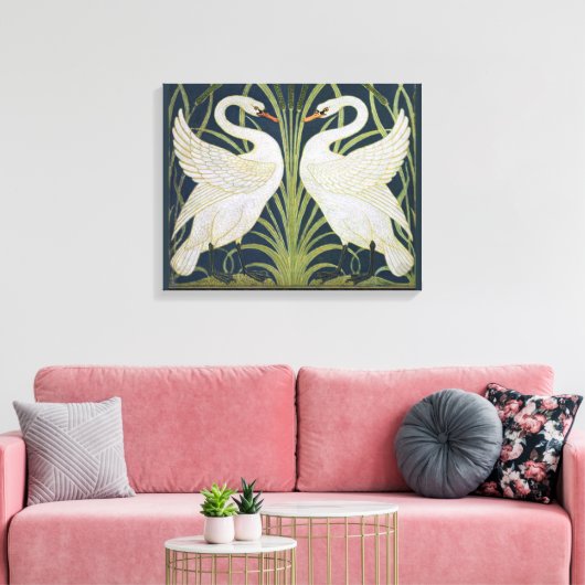 zwaan art nouveau twee zwanen canvas afdruk (Insitu (Woonkamer))