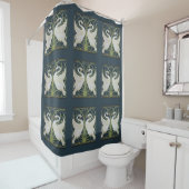 zwaan art nouveau twee zwanen douchegordijn (In situ)