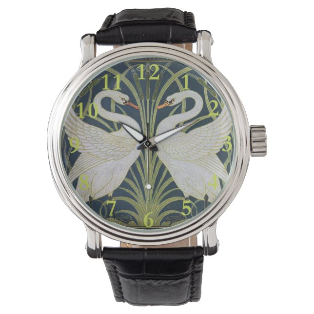 zwaan art nouveau twee zwanen horloge (Voorkant)