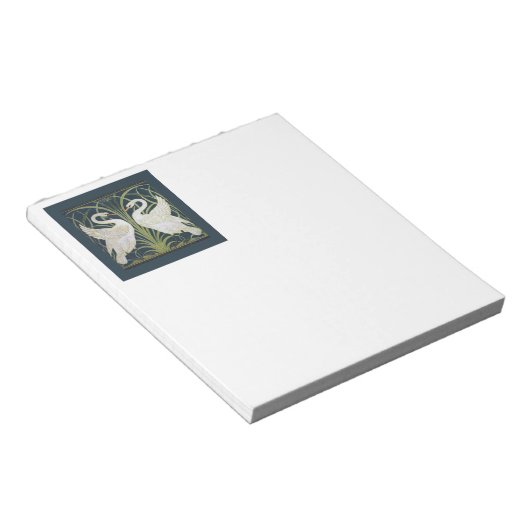 zwaan art nouveau twee zwanen notitieblok (Schuin)