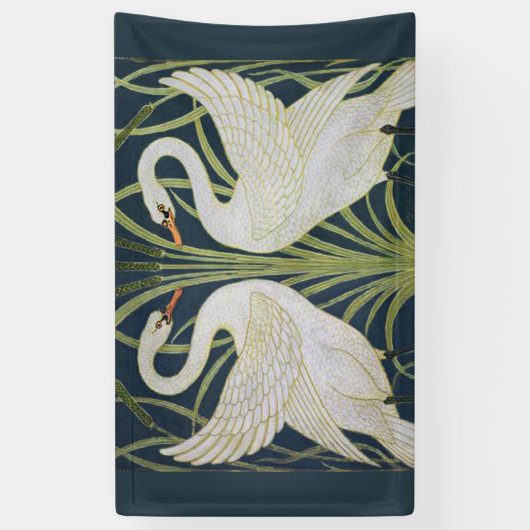 zwaan art nouveau twee zwanen spandoek (Verticaal)