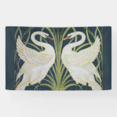 zwaan art nouveau twee zwanen spandoek (Horizontaal)