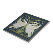 zwaan art nouveau twee zwanen tegeltje (Zijkant)
