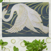 zwaan art nouveau twee zwanen theedoek (Gevouwen)