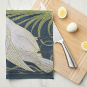 zwaan art nouveau twee zwanen theedoek (Quarter Fold)