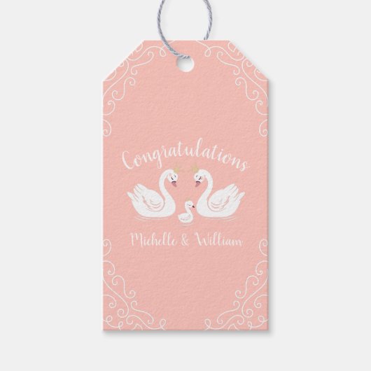 zwaan Baby shower Cadeaulabel (Voorkant)