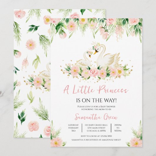 zwaan Baby shower Kaart (Voorkant / Achterkant)